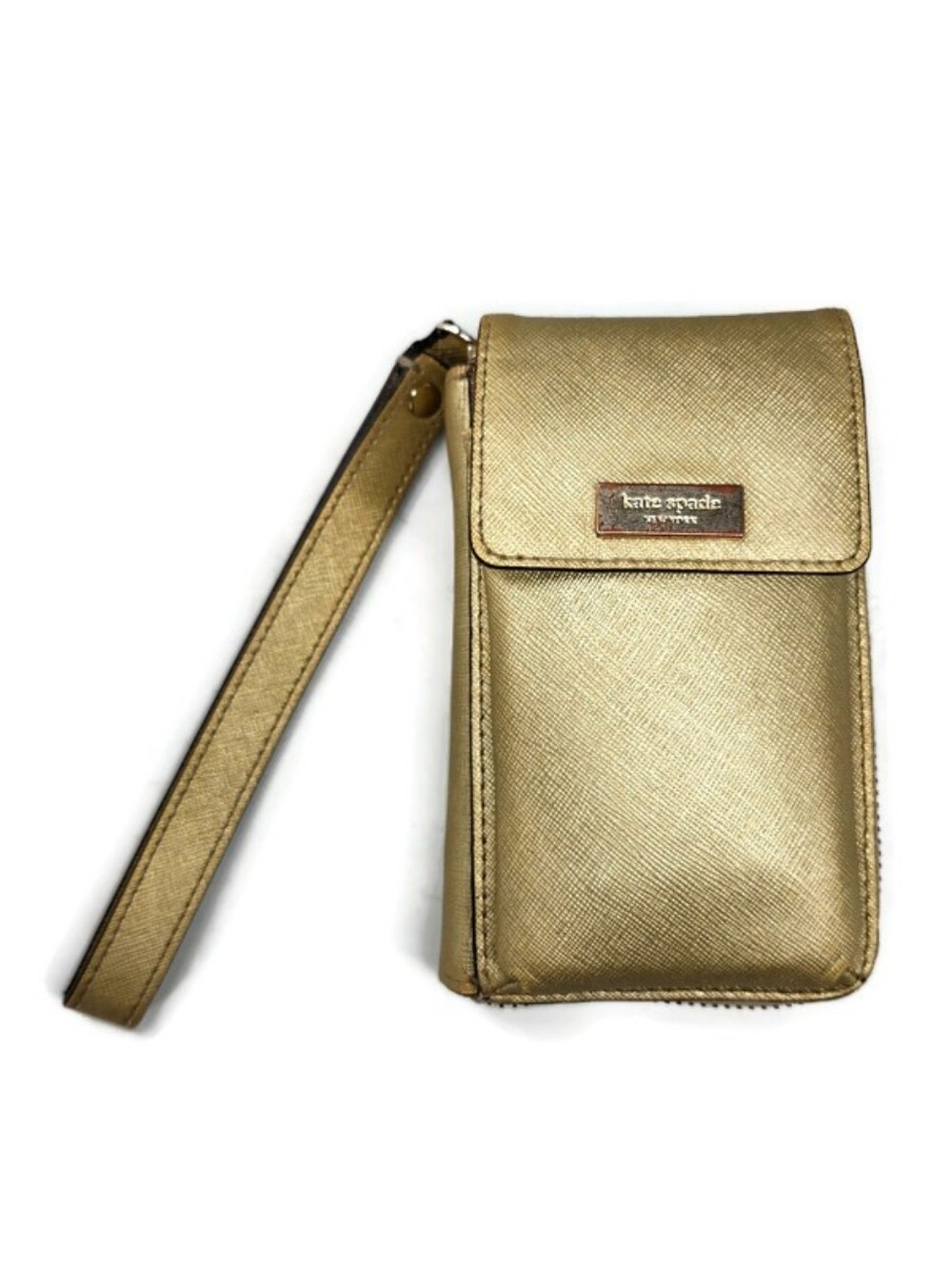 Kate Spade Kirstie Newberry Lane Gold Metallic Saffiano Leather Wallet Wristlet